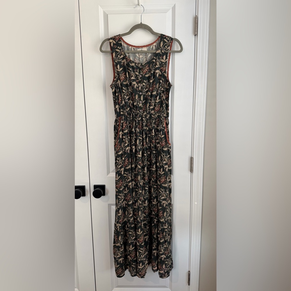 Natural Life Paige Maxi Dress Dark Olive Leaf Size Small